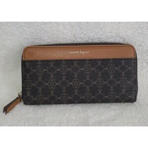 Nanette Lepore Women's Wallet Clutch Zip Around Brown Tan Faux Leather